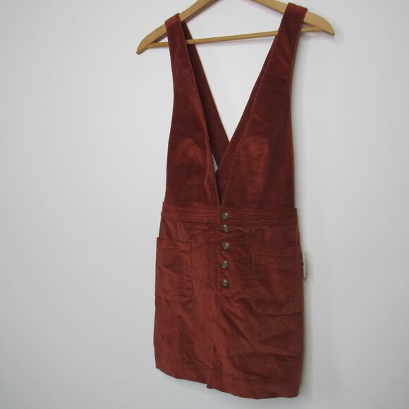 Free People Old School Love Overall Dress Jumper Copper Rust Sz 2 NWT - Picture 2 of 8